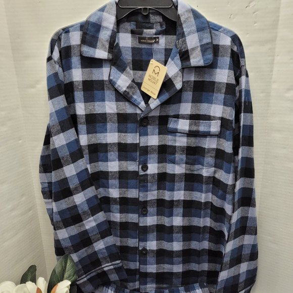 New Noble Mount Mens Cotton Woven Flannel Gingham Check Pajama Sleepwear Set M - Picture 6 of 9
